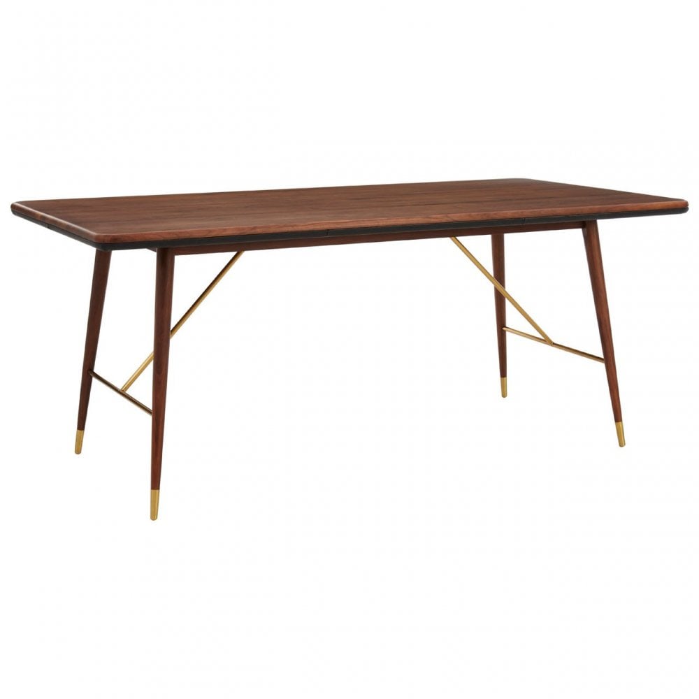 Kenso Walnut Wood / Brass Finish Dining Table, Brass, Walnut Wood, Brown