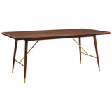 Kenso Walnut Wood / Brass Finish Dining Table, Brass, Walnut Wood, Brown