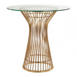 Chiqui Round Dining Table, Tempered Glass, Gold