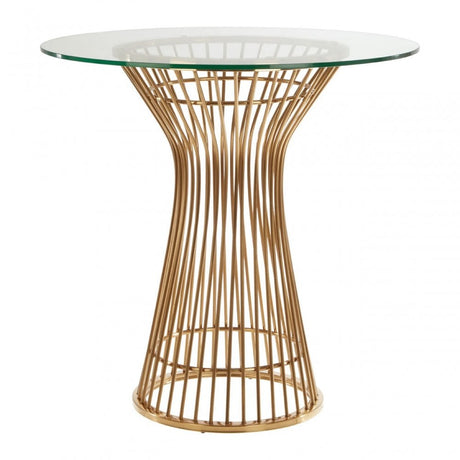 Chiqui Round Dining Table, Tempered Glass, Gold