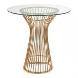 Chiqui Round Dining Table, Tempered Glass, Gold
