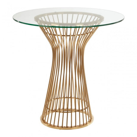 Chiqui Round Dining Table, Tempered Glass, Gold
