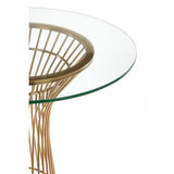 Chiqui Round Dining Table, Tempered Glass, Gold