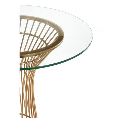 Chiqui Round Dining Table, Tempered Glass, Gold