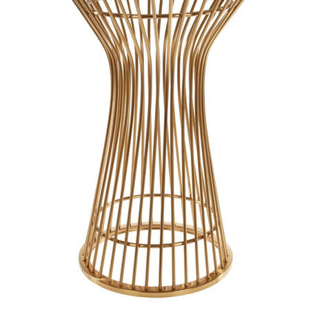 Chiqui Round Dining Table, Tempered Glass, Gold