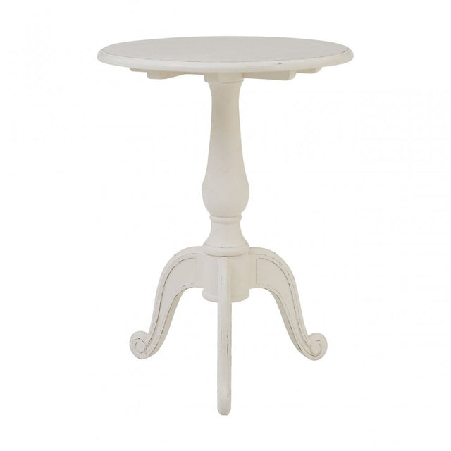 Charles Round White Pedestal Table, Bayur Wood, White