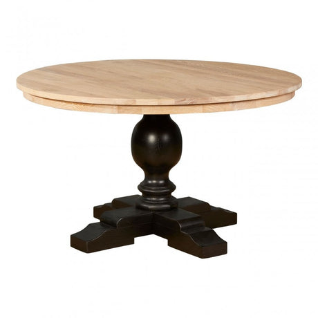 Brisbane Whitewash Top / Black Dining Table, Oak Wood, Brown