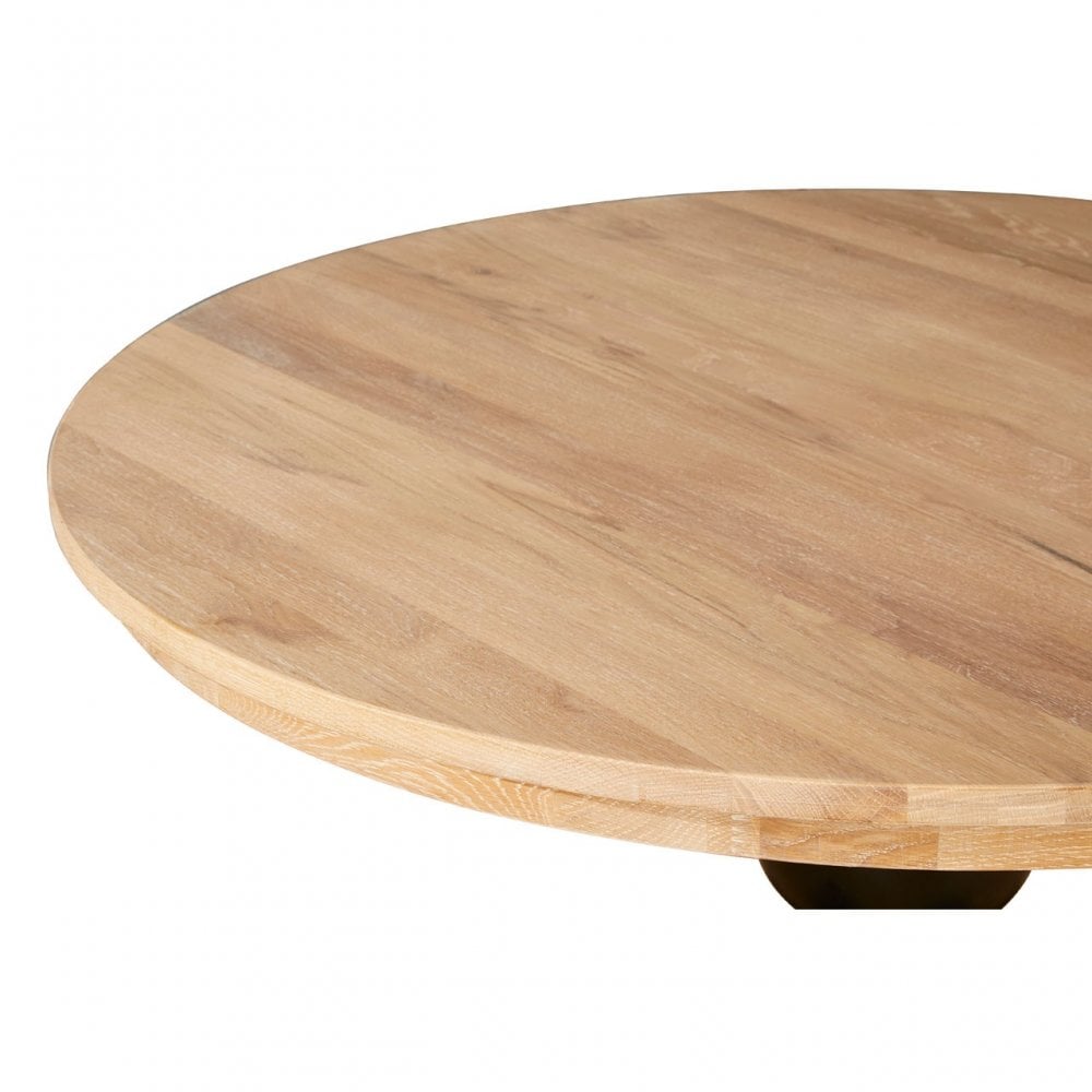 Brisbane Whitewash Top / Black Dining Table, Oak Wood, Brown