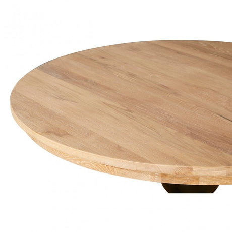 Brisbane Whitewash Top / Black Dining Table, Oak Wood, Brown
