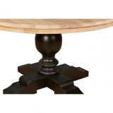 Brisbane Whitewash Top / Black Dining Table, Oak Wood, Brown