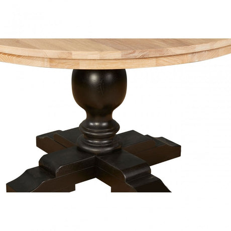 Brisbane Whitewash Top / Black Dining Table, Oak Wood, Brown