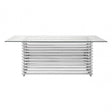 Chiqui Dining Table, Stainless Steel, Glass, Silver