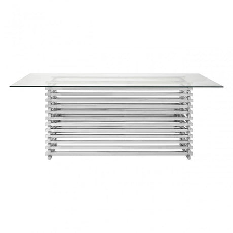 Chiqui Dining Table, Stainless Steel, Glass, Silver