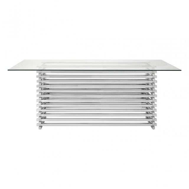 Chiqui Dining Table, Stainless Steel, Glass, Silver