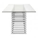 Chiqui Dining Table, Stainless Steel, Glass, Silver