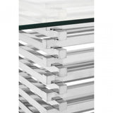 Chiqui Dining Table, Stainless Steel, Glass, Silver