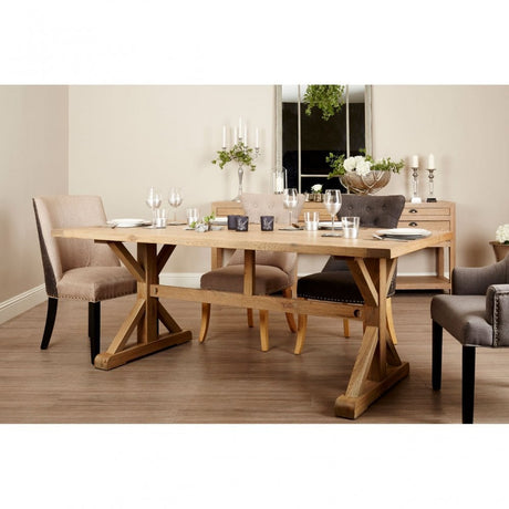 Brisbane Aged Grey Dining Table, Oak Wood, Brown