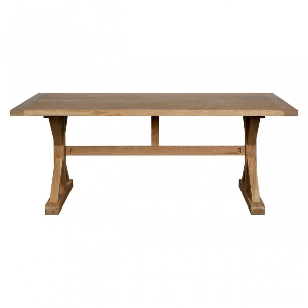 Brisbane Aged Grey Dining Table, Oak Wood, Brown