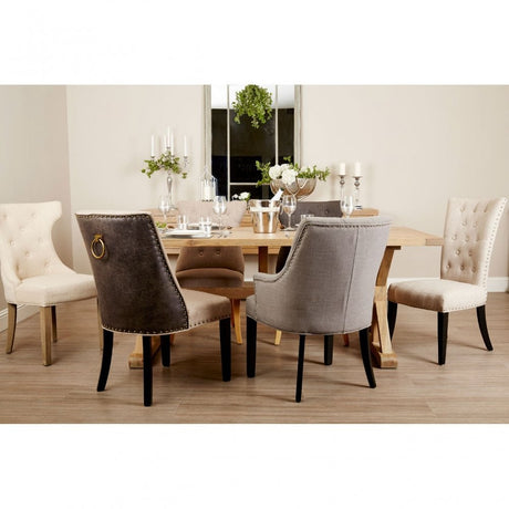 Brisbane Aged Grey Dining Table, Oak Wood, Brown