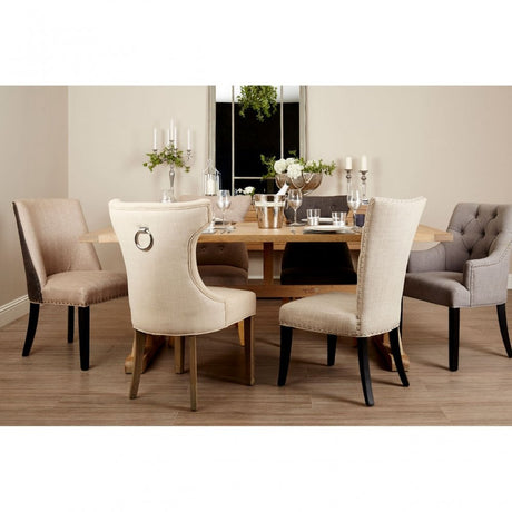 Brisbane Aged Grey Dining Table, Oak Wood, Brown