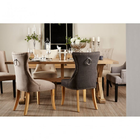 Brisbane Aged Grey Dining Table, Oak Wood, Brown