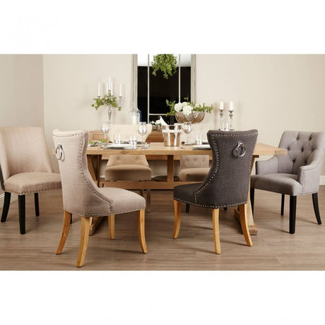 Brisbane Aged Grey Dining Table, Oak Wood, Brown