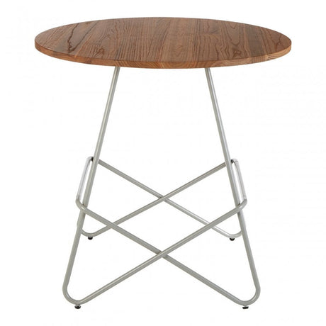 Brock Grey Metal & Elm Wood Round Table, Elm Wood, Grey