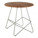 Brock Grey Metal & Elm Wood Round Table, Elm Wood, Grey
