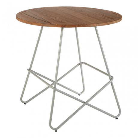 Brock Grey Metal & Elm Wood Round Table, Elm Wood, Grey