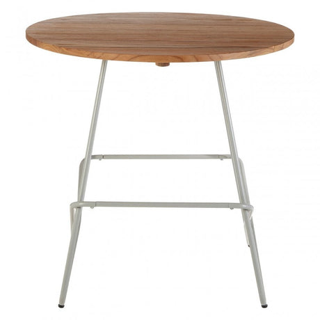Brock Grey Metal & Elm Wood Round Table, Elm Wood, Grey