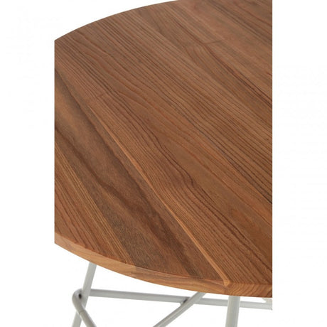 Brock Grey Metal & Elm Wood Round Table, Elm Wood, Grey
