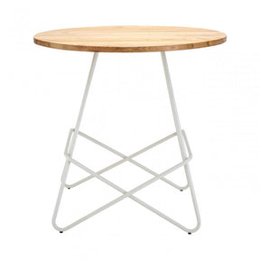 Brock White Metal Round Table, Elm Wood, White