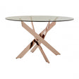 Enrich Intersected Rose Gold Dining Table, Tempered Glass, Rose Gold