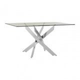 Enrich Rectangular Chrome Dining Table, Tempered Glass, Silver