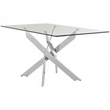 Enrich Rectangular Chrome Dining Table, Tempered Glass, Silver