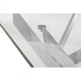 Enrich Rectangular Chrome Dining Table, Tempered Glass, Silver