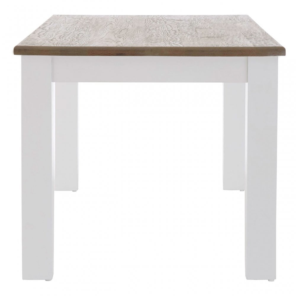 Townhouse Oak Top / White Dining Table, Oak Wood, Birchwood, White