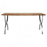 Greenwich Dining Table, Fir Wood, Stainless Steel, Natural
