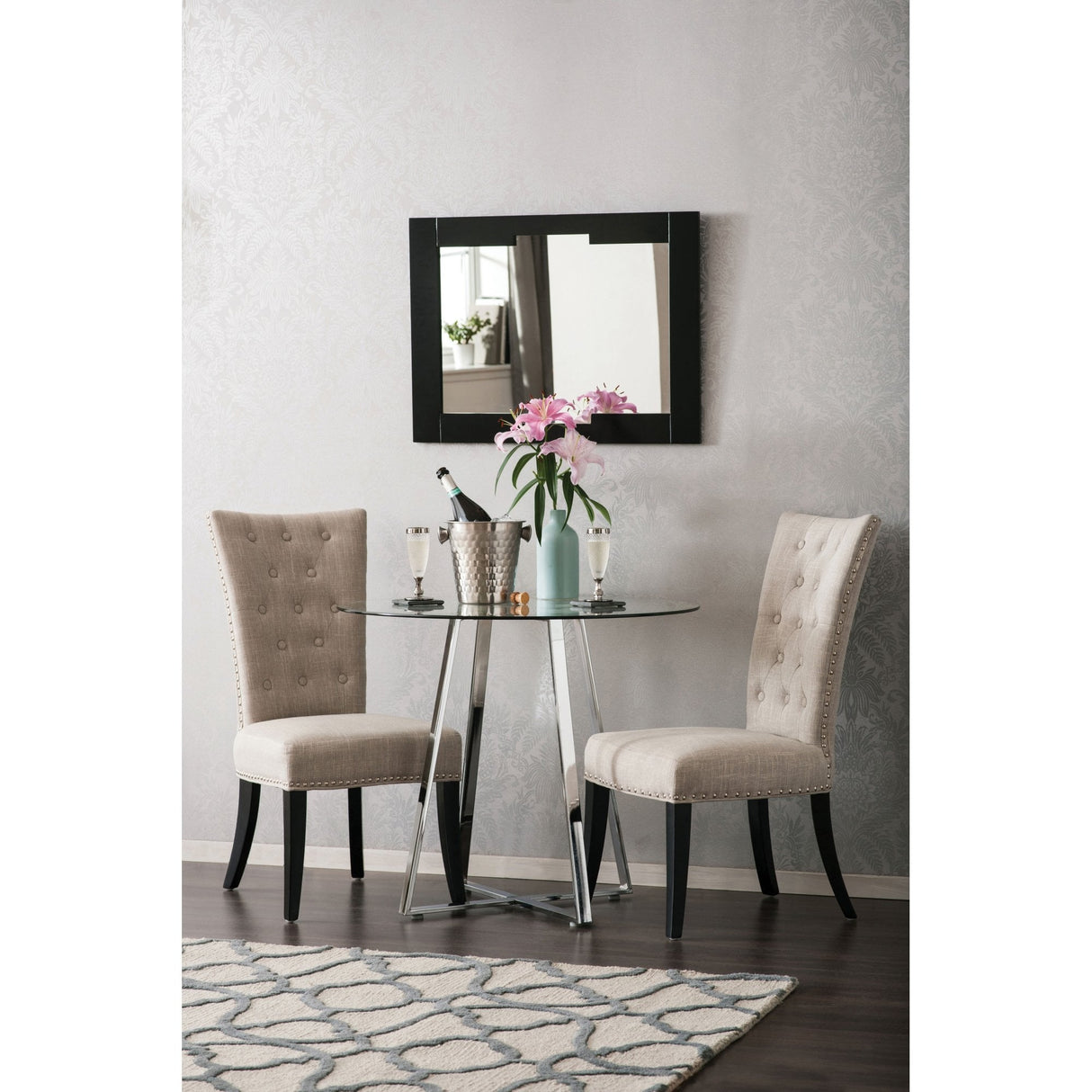 Metropolitan Dining Table, Chrome, Glass, Clear