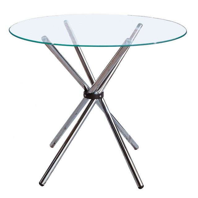 Dining Table, Chrome, Glass, Clear