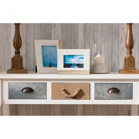 Weymouth Console Table, Hemp Rope, Pine Wood, White