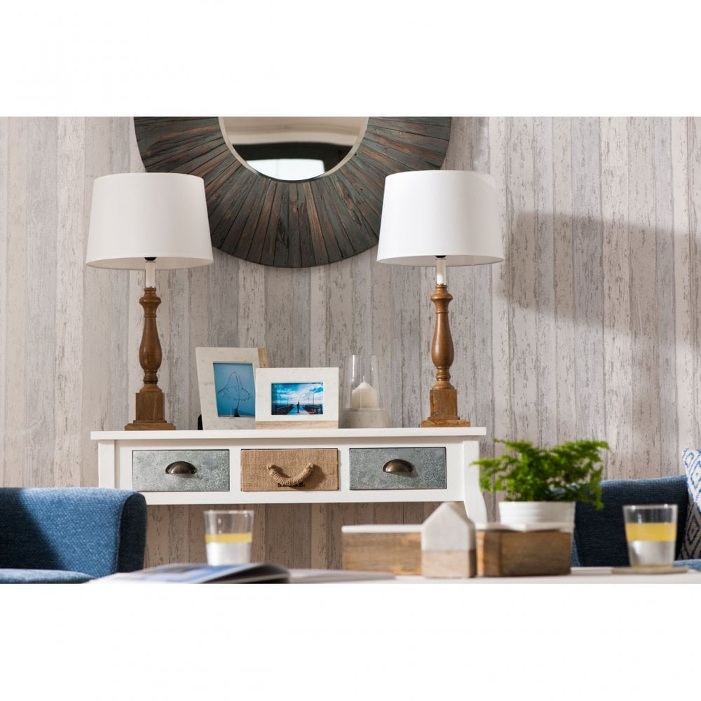 Weymouth Console Table, Hemp Rope, Pine Wood, White
