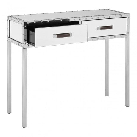 Rivet Console Table, Mirrored Glass, Stainless Steel