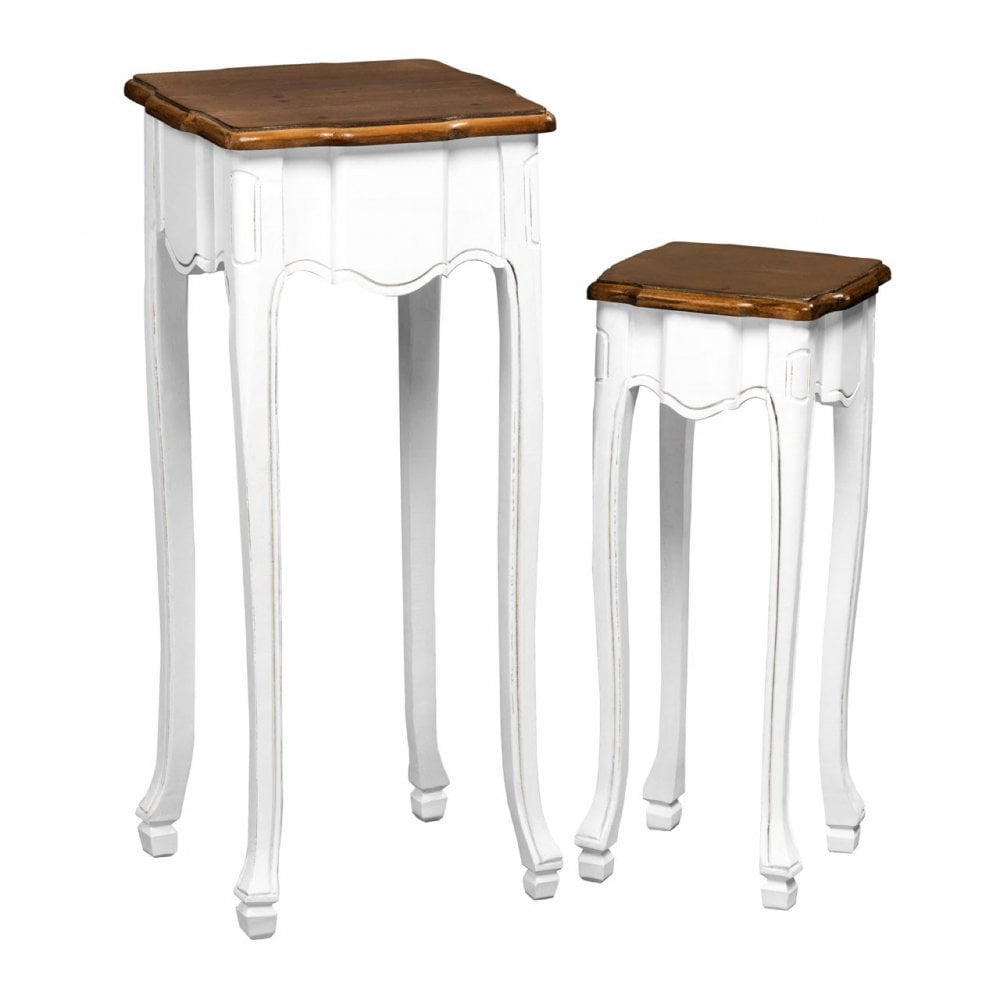 Serena Set of 2 Accent Tables, Wood, Paulownia Wood, White