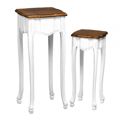 Serena Set of 2 Accent Tables, Wood, Paulownia Wood, White