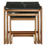 Camperian Nest of 3 Square Tables, Marble, Stainless Steel, Black