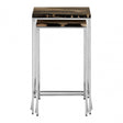 Artefacto Nest of 2 Petrified Wood Side Tables, Petrified Wood, Stainless Steel, Silver