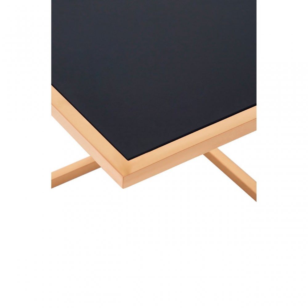 Pantino Nest of 3 Tables with Rose Gold Frames, Stainless Steel, Glass, Rose Gold