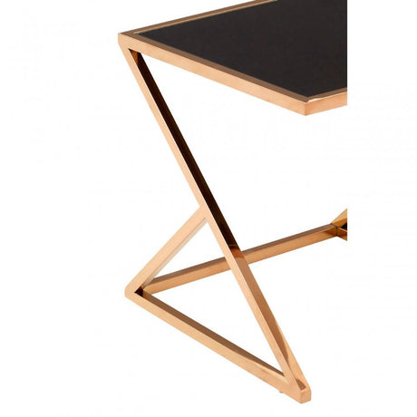 Pantino Nest of 3 Tables with Rose Gold Frames, Stainless Steel, Glass, Rose Gold
