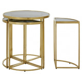 Hushie Nesting Tables, Glass, Stainless Steel, Black